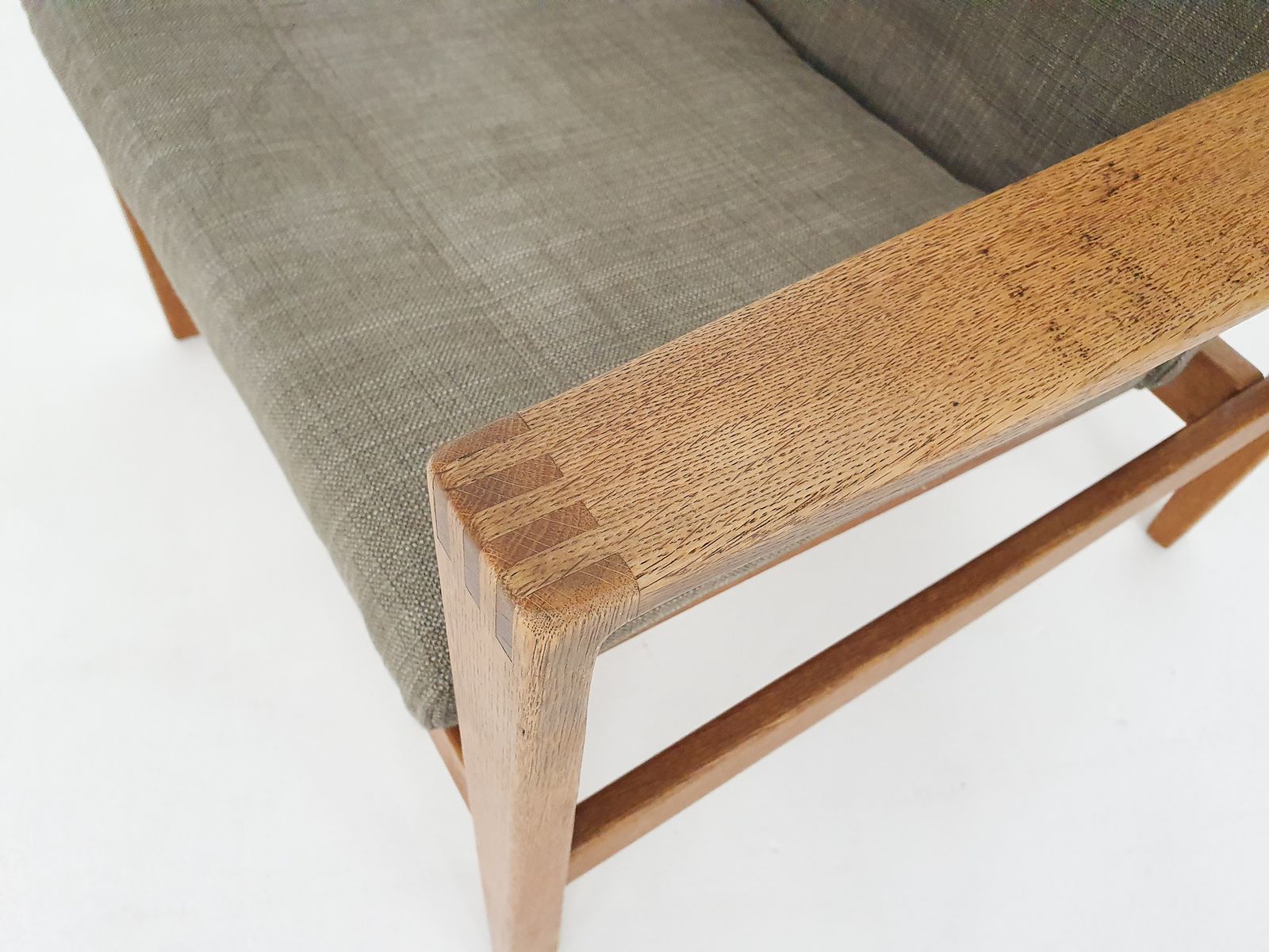 Mid Century Oak High Back Lounge Chair By Hartmut Lohmeyer For Wilkhahn, Germany 1960's photo vinterior