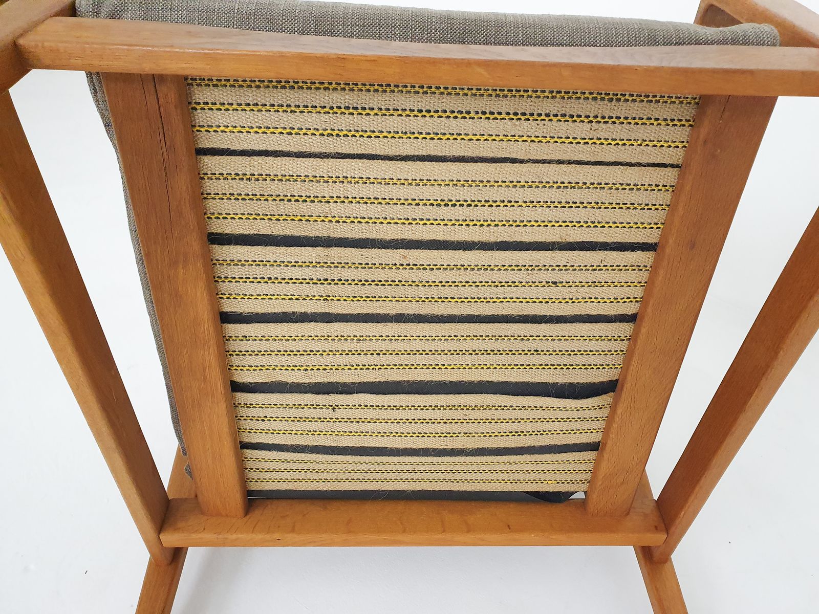 photo for sale Mid Century Oak High Back Lounge Chair By Hartmut Lohmeyer For Wilkhahn, Germany 1960's