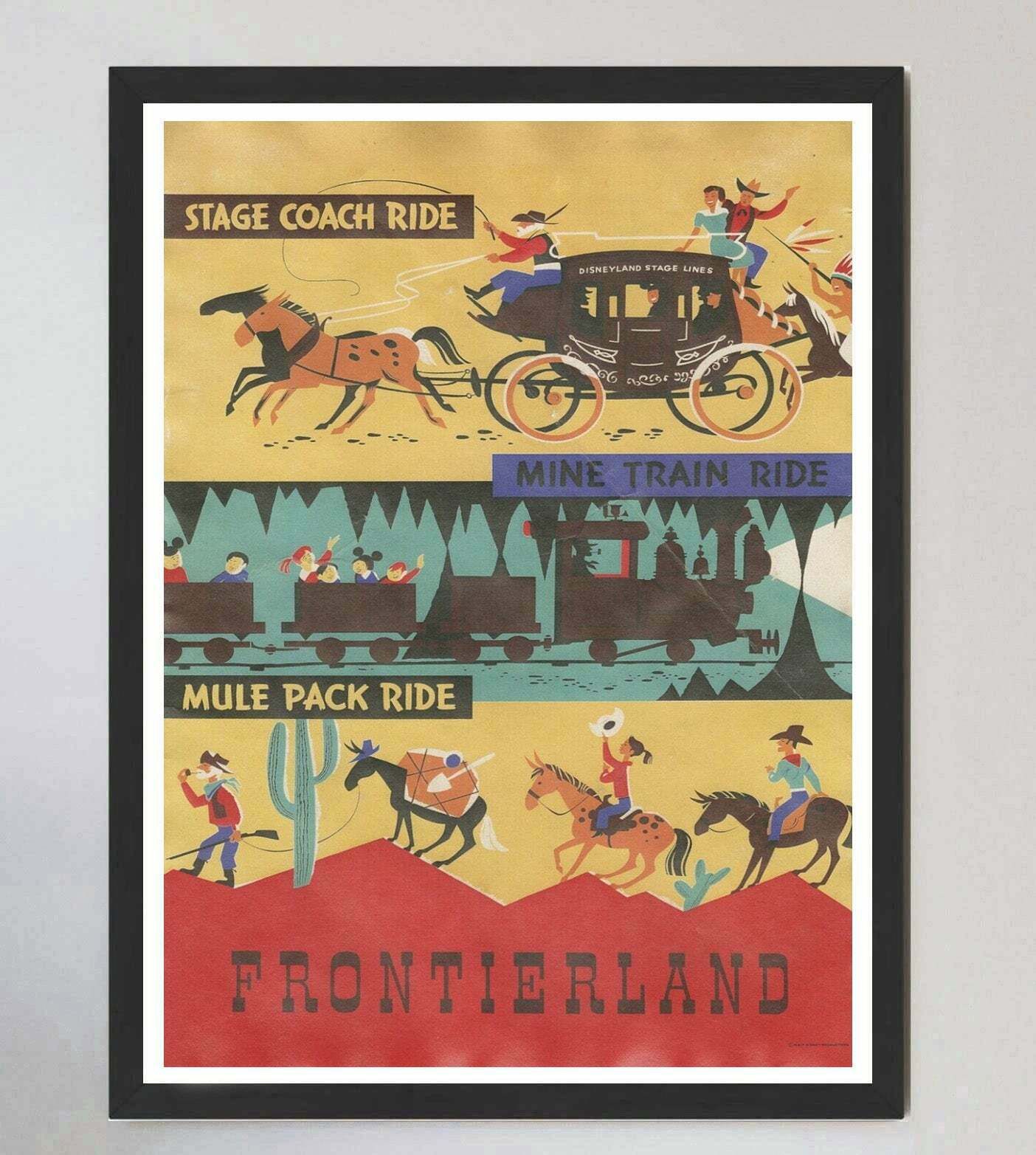 Disneyland   Stage Coach Ride   Frontierland  Original Vintage Poster photo furniture