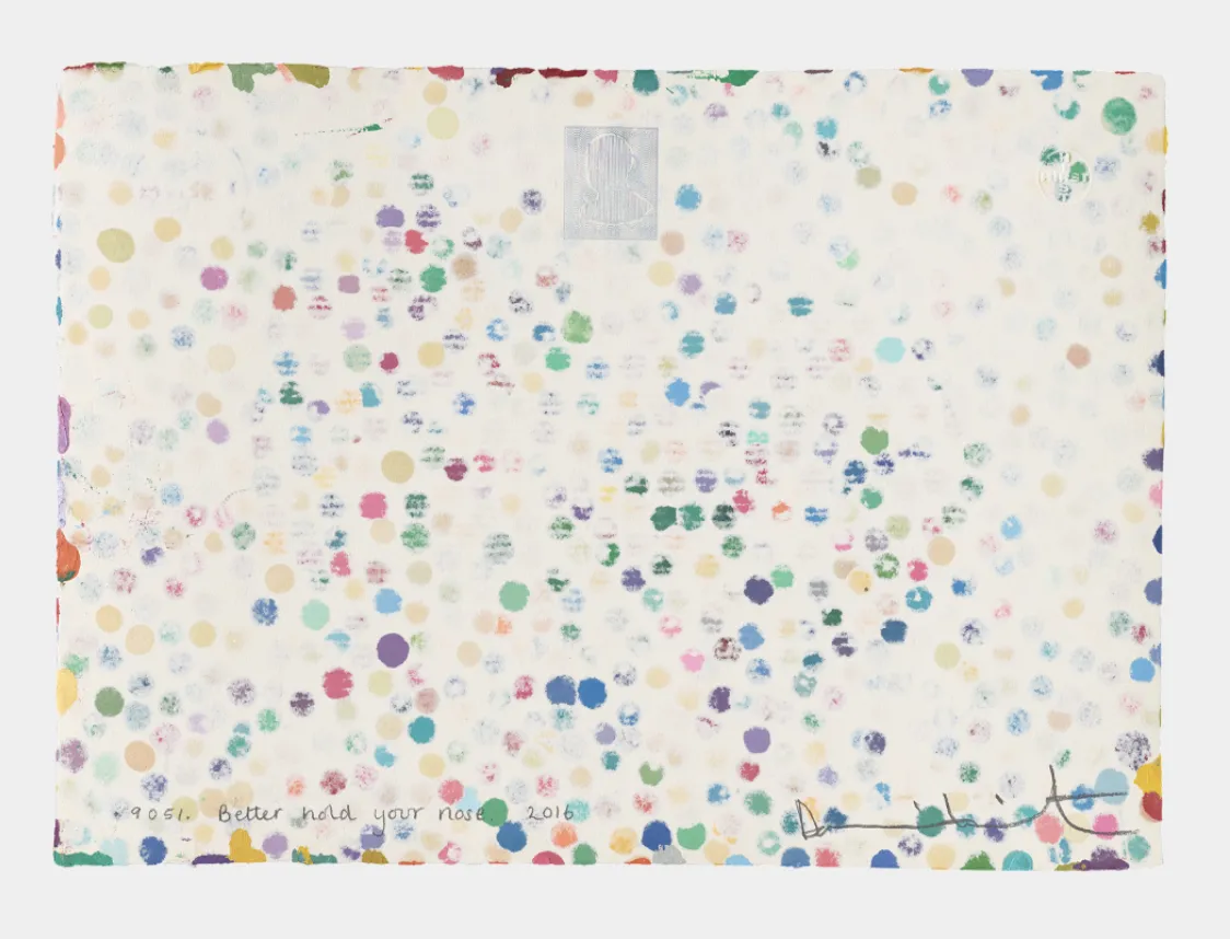 Damien Hirst The Currency Unique Painting, Better Hold Your Nose photo furniture