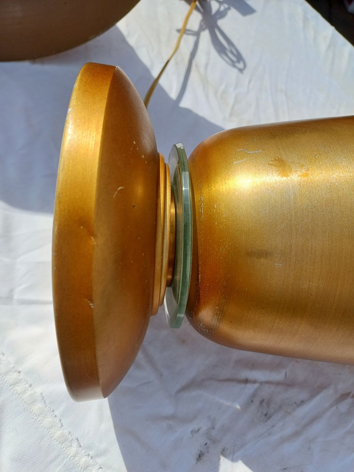 photo vinterior Pair Of Golden Aluminum Lamps From The 1960s