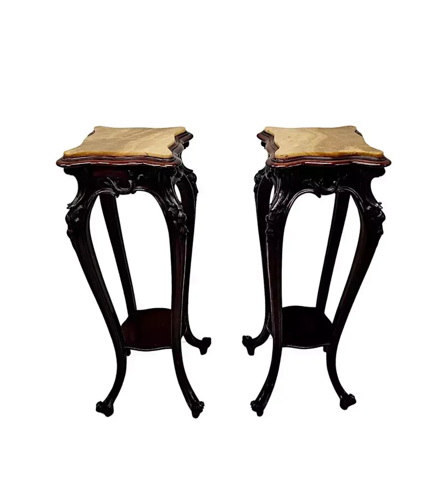 A Stunning Pair Of 19th Century Alabaster Top Plant Or Bust Stands