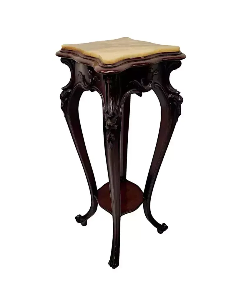 A Stunning Pair Of 19th Century Alabaster Top Plant Or Bust Stands photo furniture