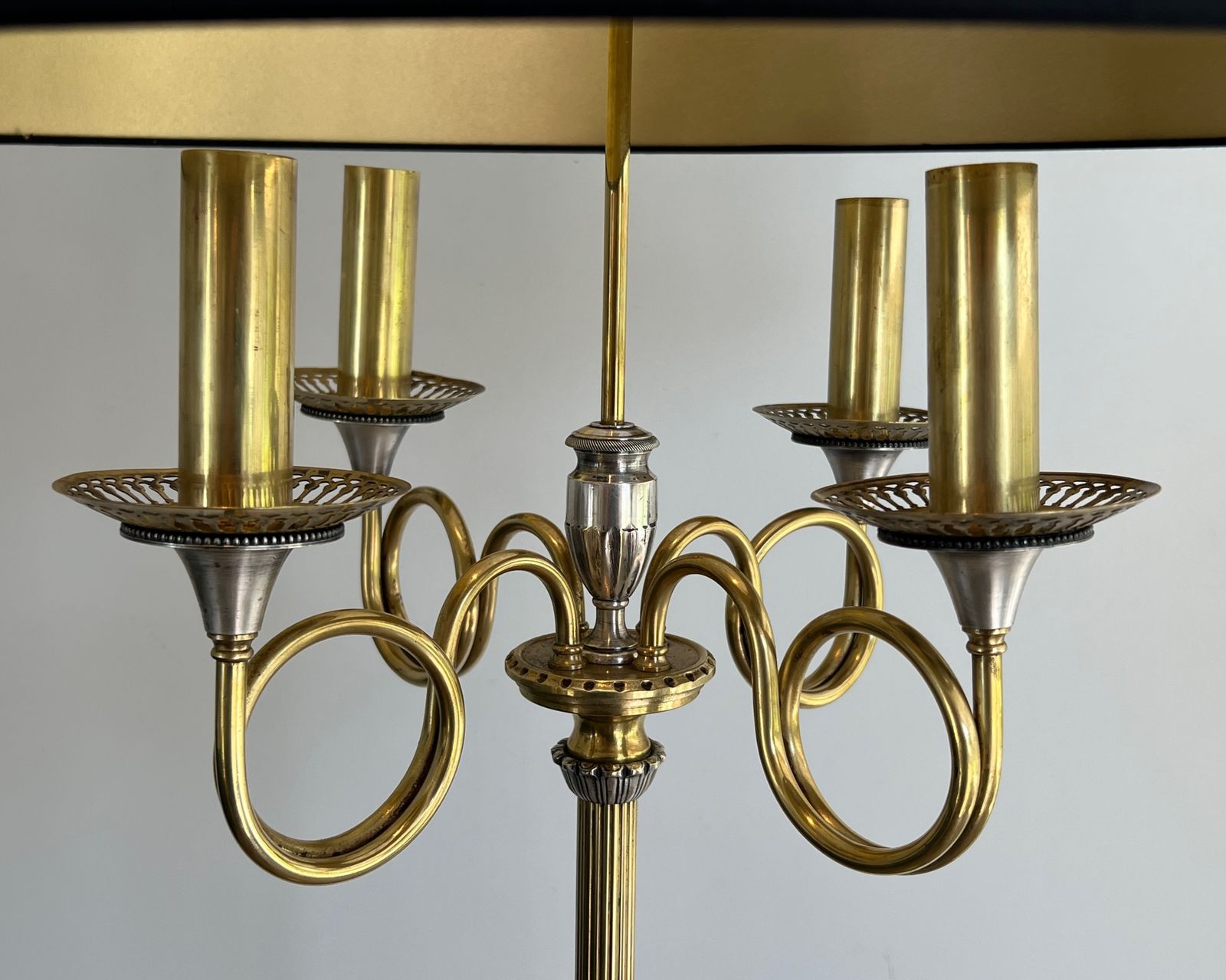 photo buy Pair Of Parquet Floor Lamps In Brushed Steel And Brass. In The Style Of Maison Charles