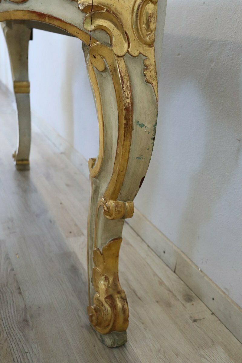 Furniture 20th Century Carved And Gilded Wood Console Table, 1980s photo
