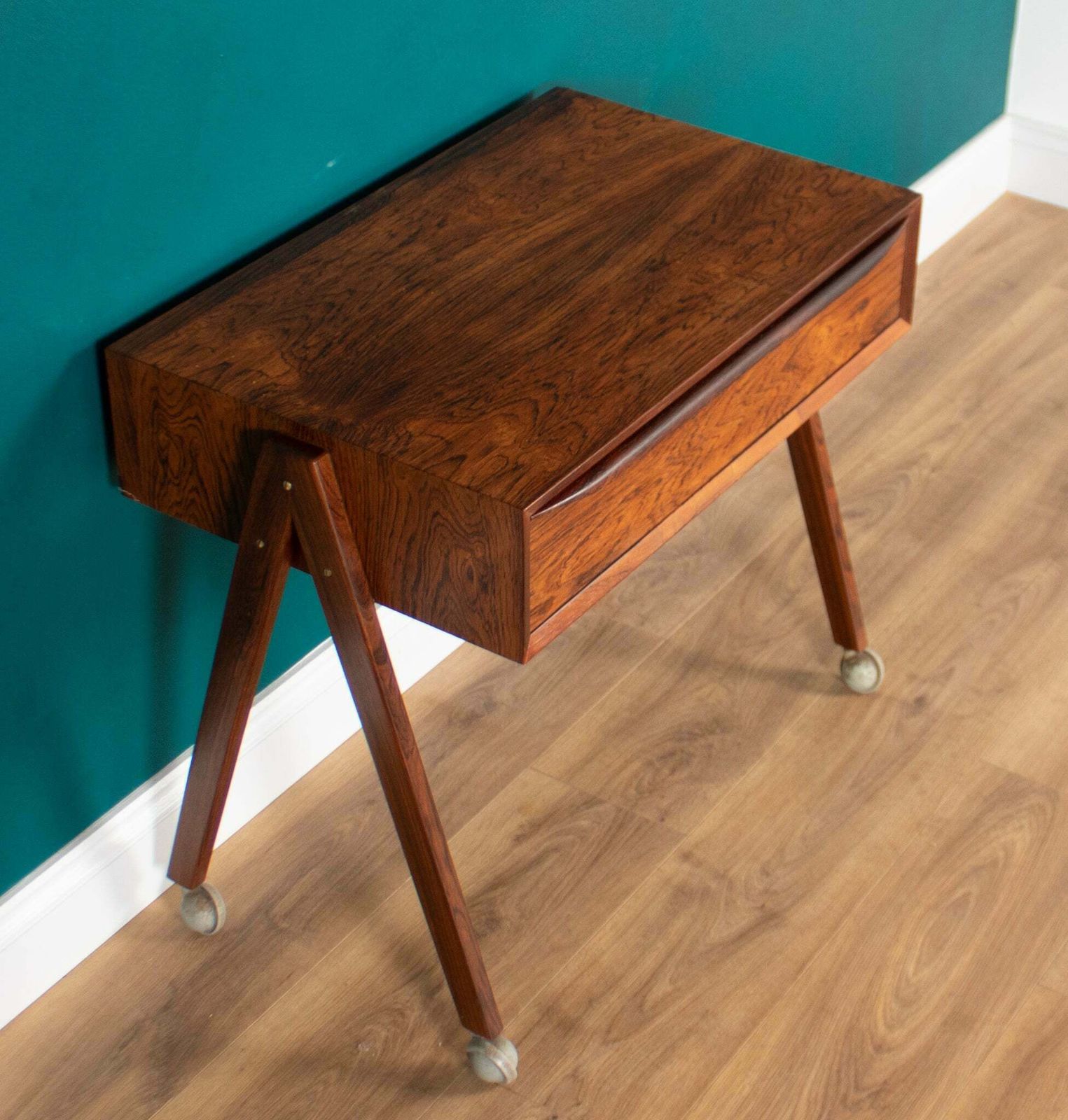 Danish Rosewood Sewing Table By Severin Hansen For Haslev Moelsnedkeri Side Table Lamp Table photo for sale