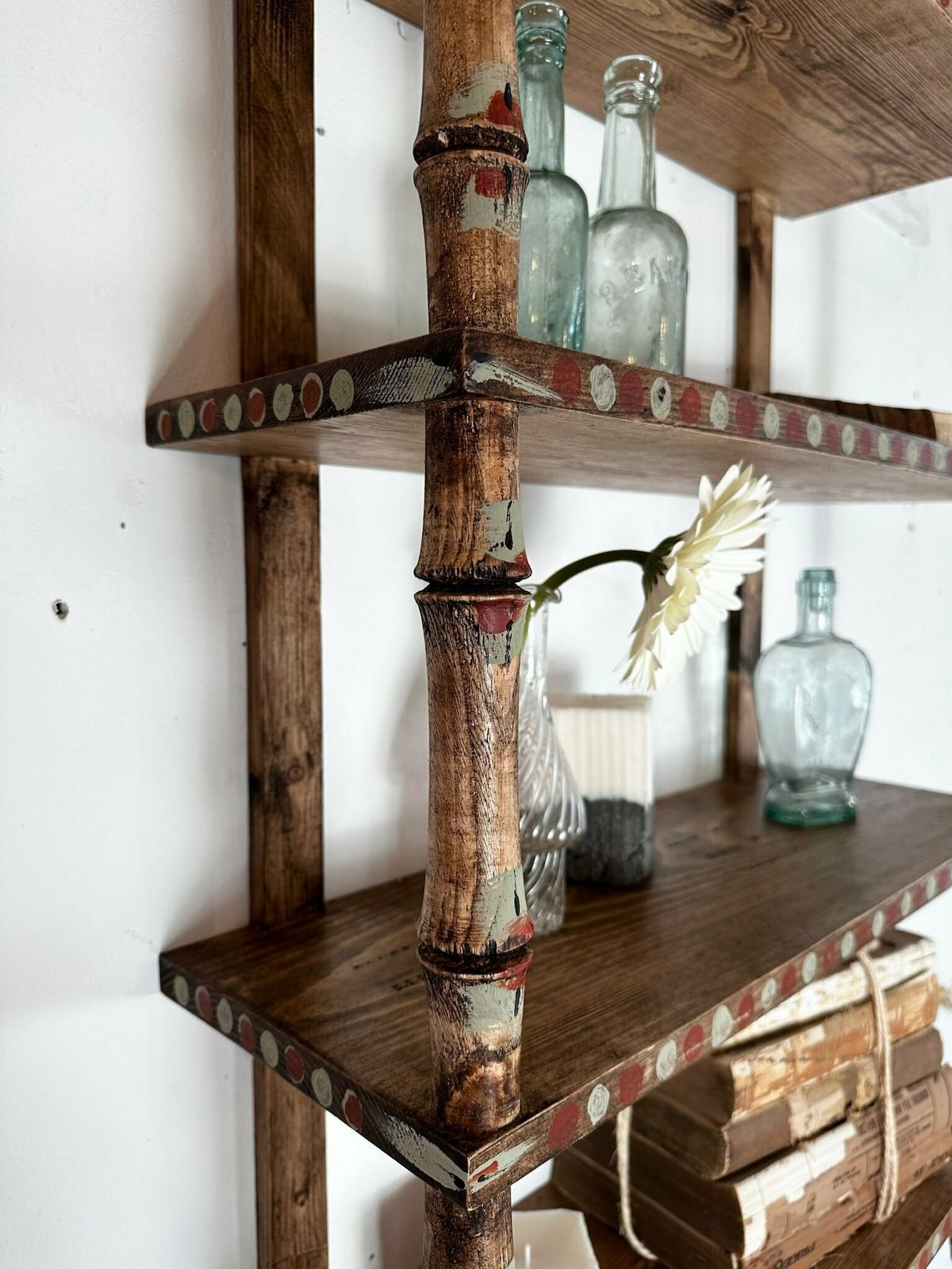 "Made By Muirshin" Faux Bamboo Overpainted Shelving Unit Variety Of Sizes And Styles Available photo buy