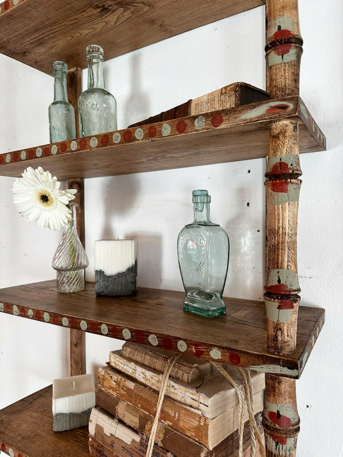 Furniture "Made By Muirshin" Faux Bamboo Overpainted Shelving Unit Variety Of Sizes And Styles Available photo