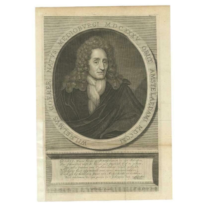 Antique Portrait Of Willem Goeree, A Dutch Bookseller, Publisher And Author