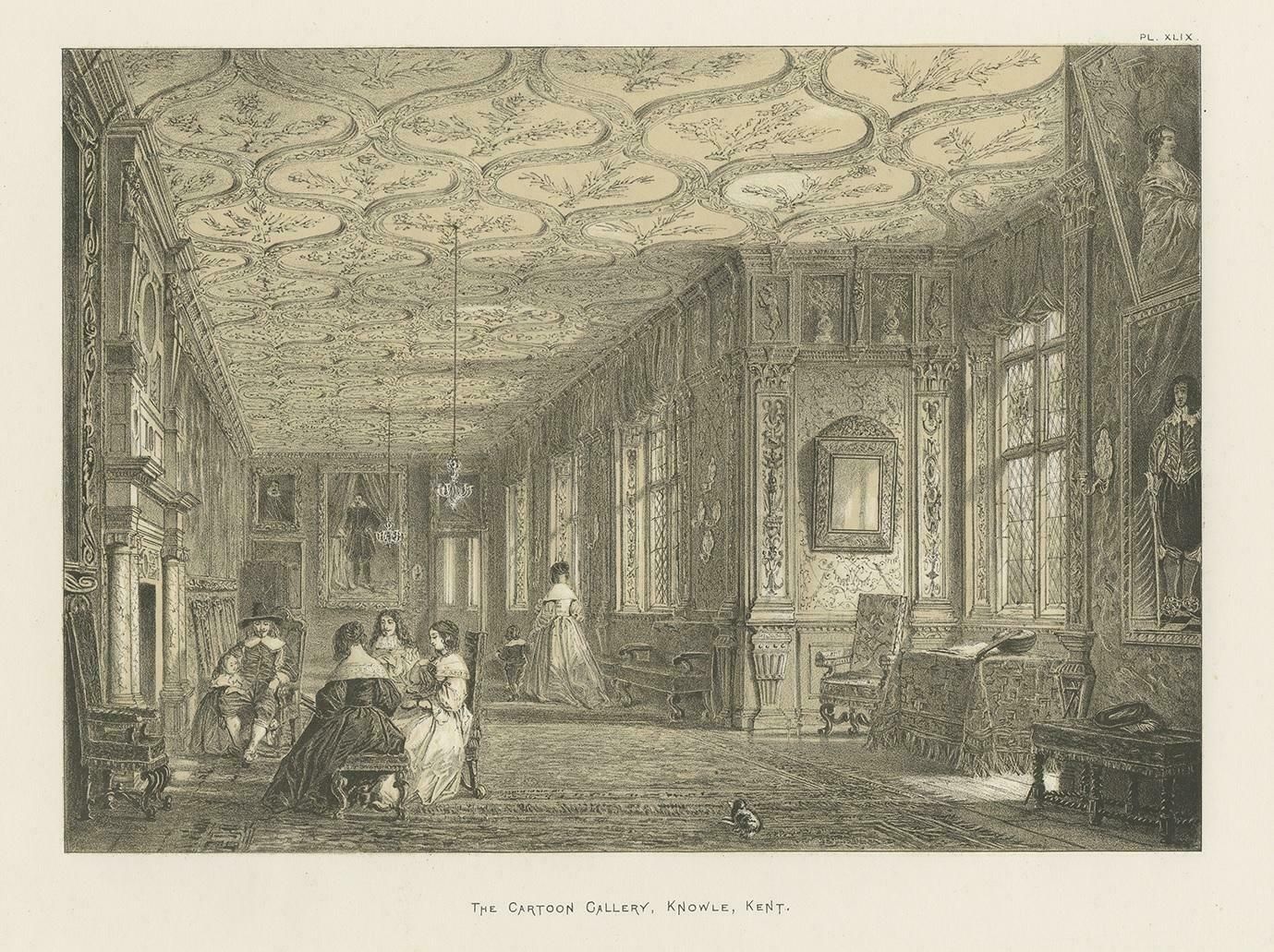 Antique Print Of The Cartoon Gallery Of Knole By Nash 'Circa 1870' photo furniture