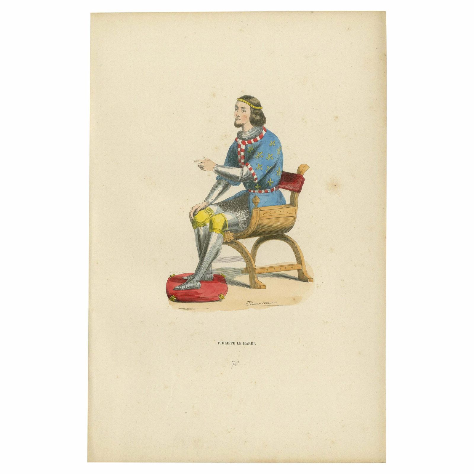Old Engraving Of Philippe Le Hardi: The Bold Duke Of Burgundy In Council, 1847