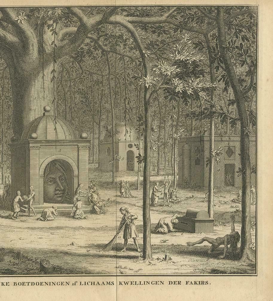 Antique Print Of Indian Pagodas By Tirion, 1731 photo Art