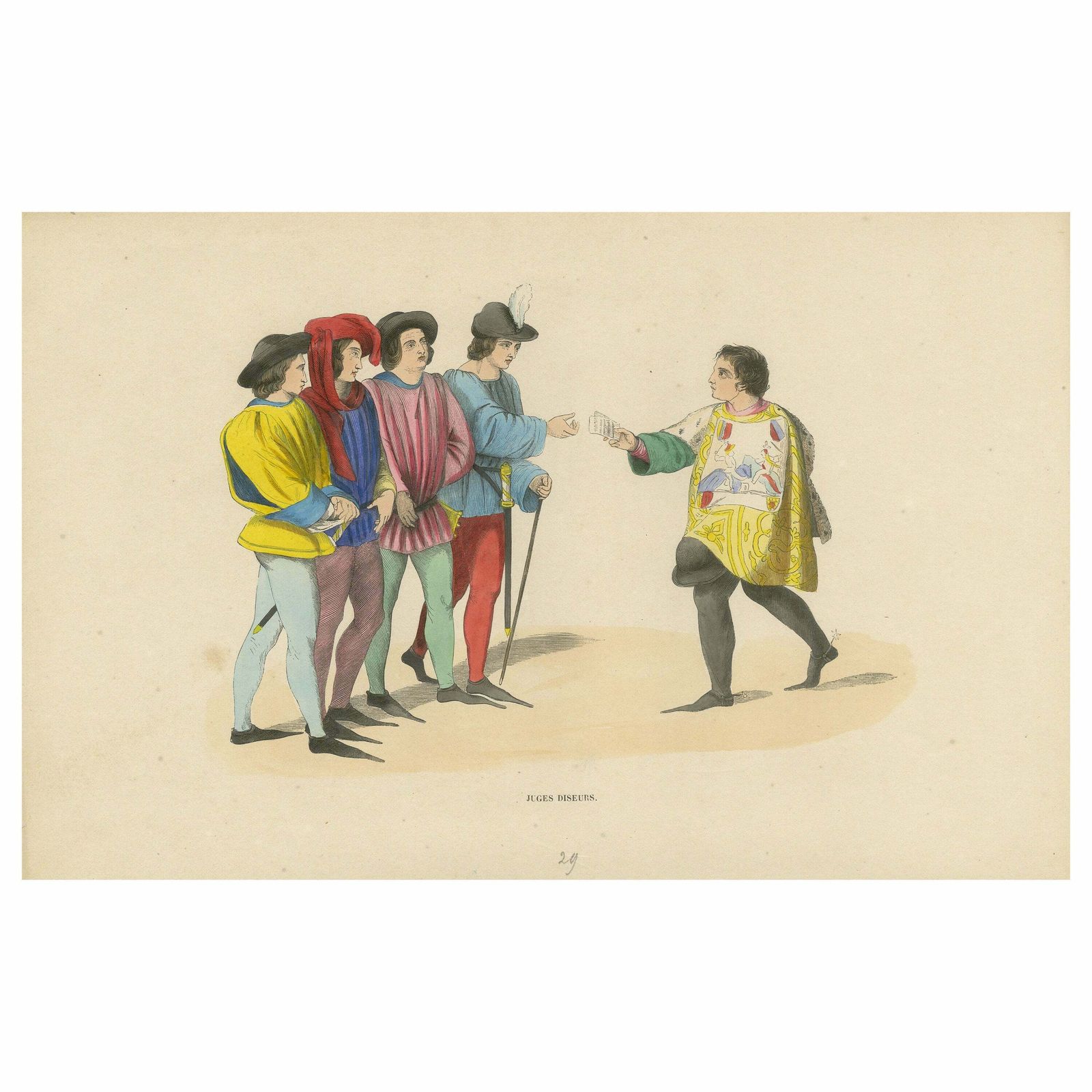 The Proclamation: Judges Of The Medieval Court In An Original Lithograph, 1847