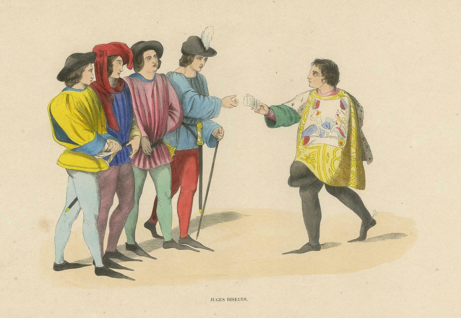 The Proclamation: Judges Of The Medieval Court In An Original Lithograph, 1847 photo 172.0