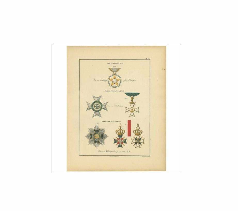 Antique Print Of Various Medals Of Sakse And Weissenfels By Rochemont '1843' photo for sale