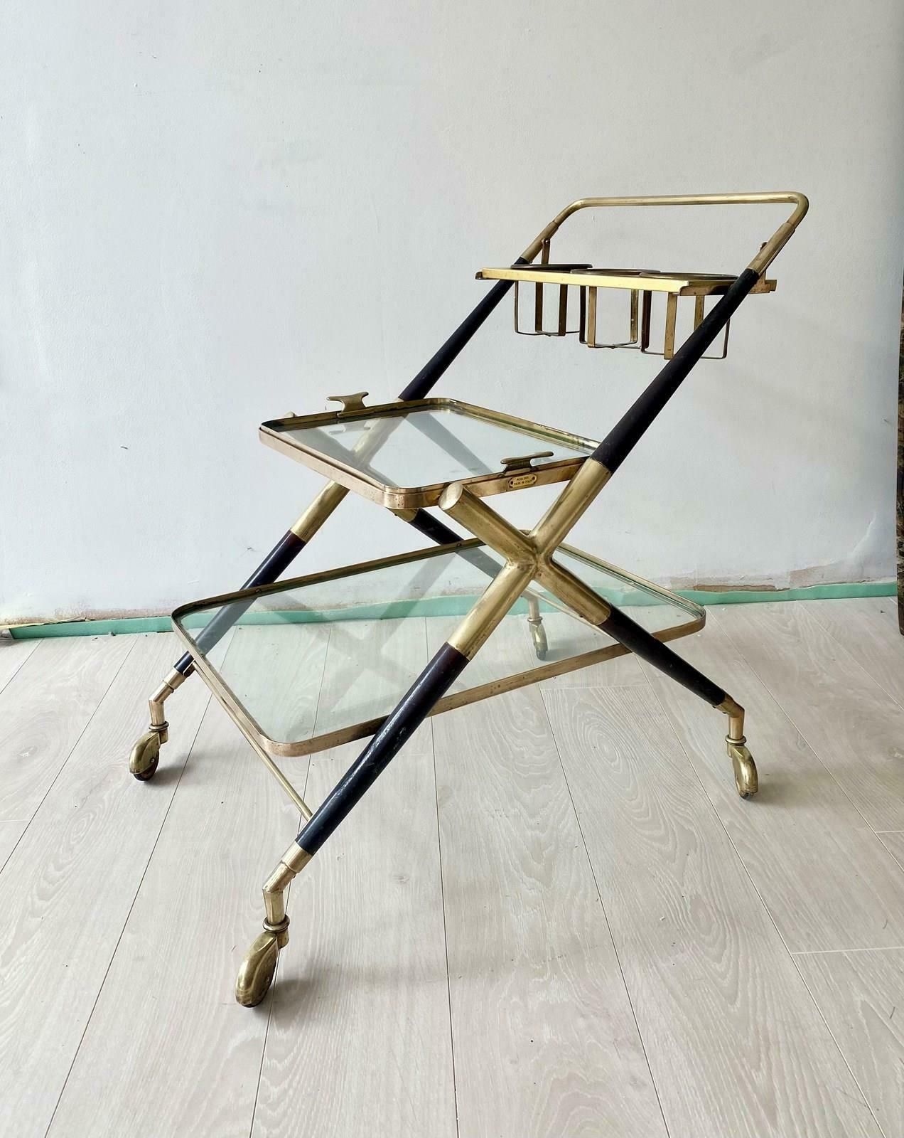Mid Century Italian Cesare Lacca Brass Trolley