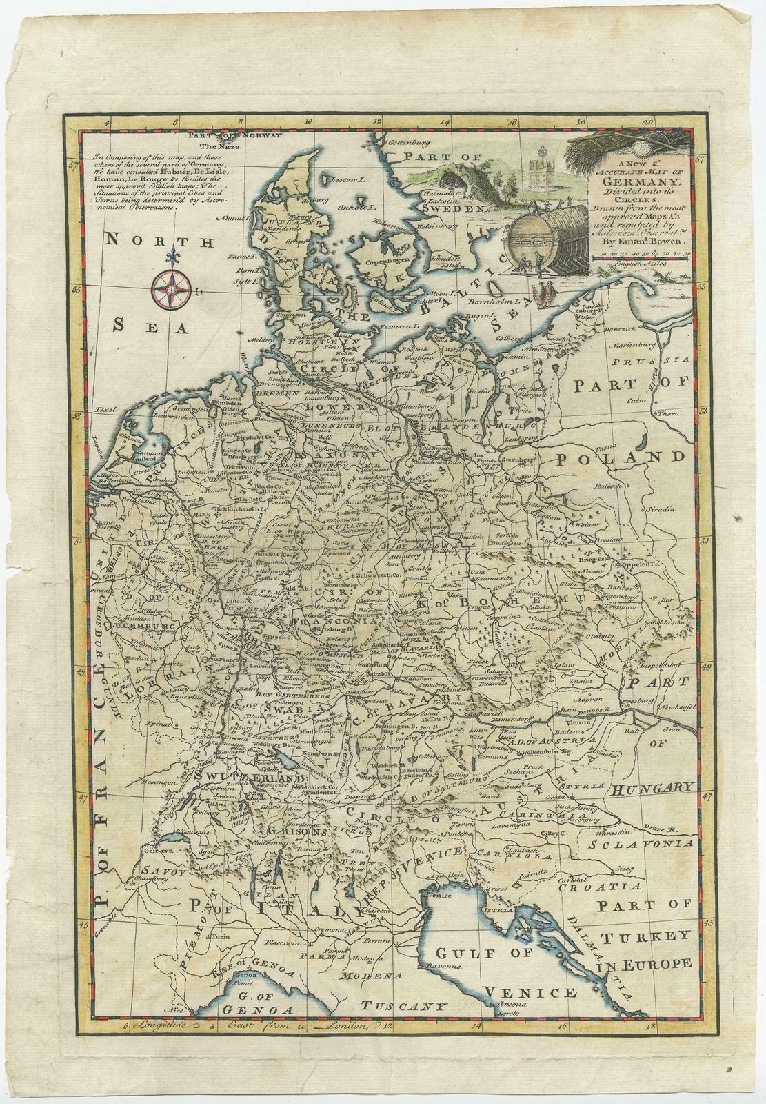 Antique Map Of Germany During The Mid 18th Century, Published In 1747 photo furniture