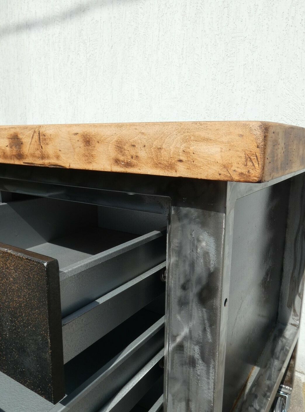 3825.0 Industrial Style Island Counter In Steel And Walnut, 1970s photo