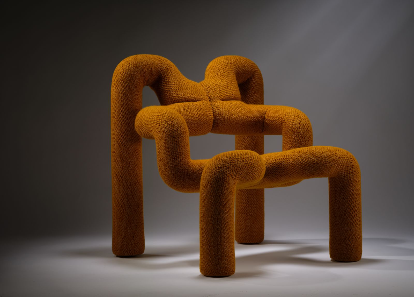 Mod Ekstrem Armchair Designed By Terje Ekstrom For Stokke Varier In Saffron Knit, Norway Circa 1980’s