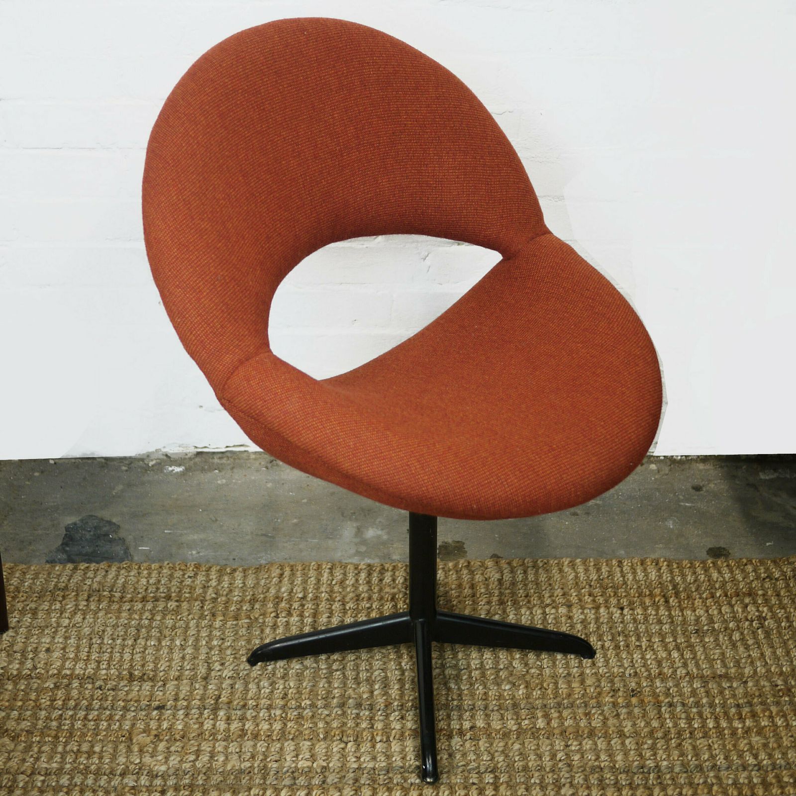 Pair Of Dark Orange Bucket Chairs In Handwoven Fabric, 1960s, Set Of 2 photo vinterior