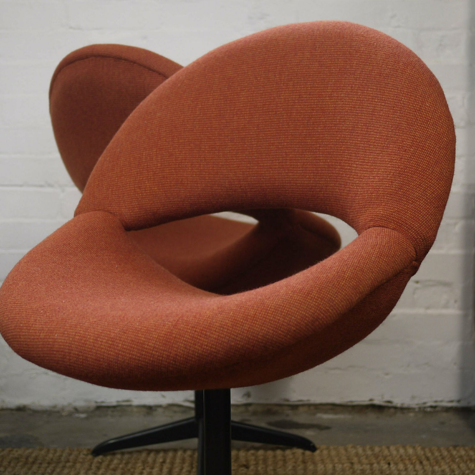 525.0 Pair Of Dark Orange Bucket Chairs In Handwoven Fabric, 1960s, Set Of 2 photo