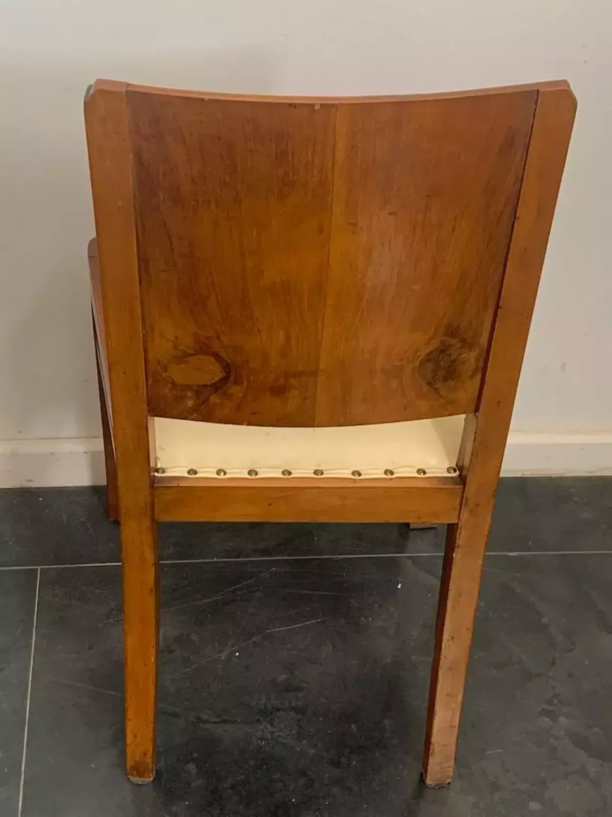 4 Chairs And Table In Walnut And Walnut Feather, 1940s photo buy