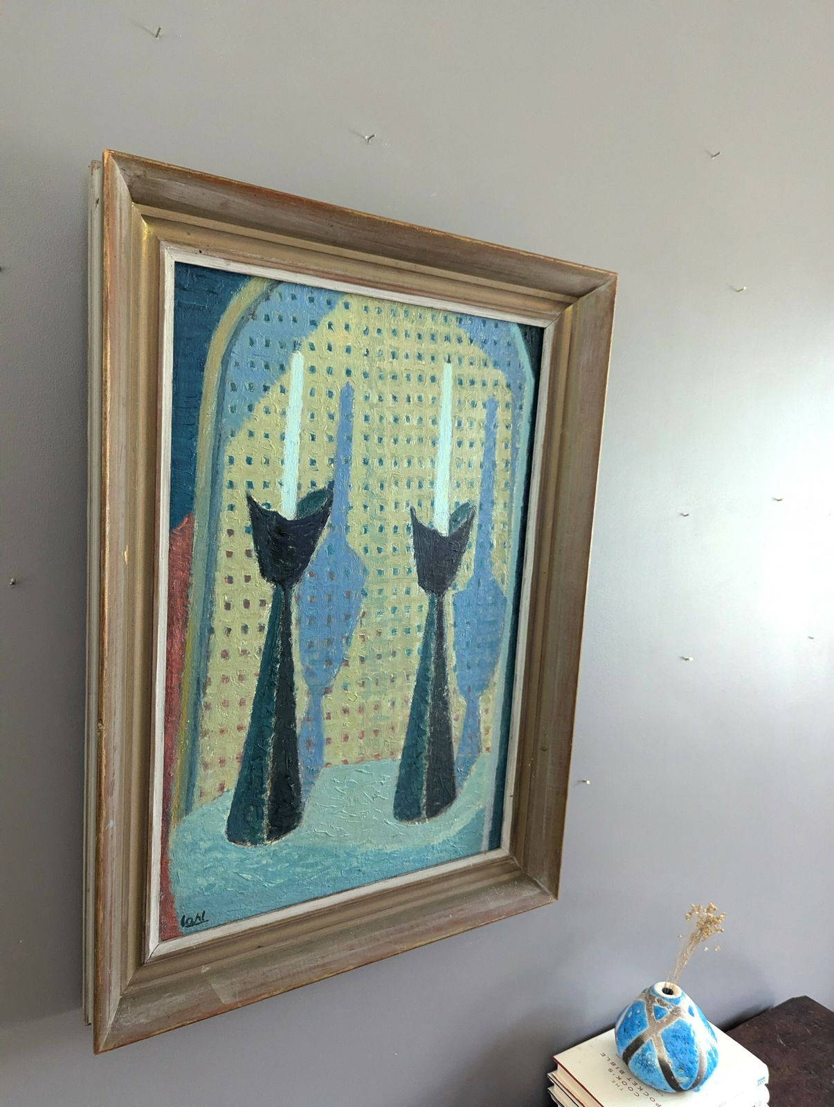 Candlesticks, Mid 20th Century  Oil Painting photo for sale