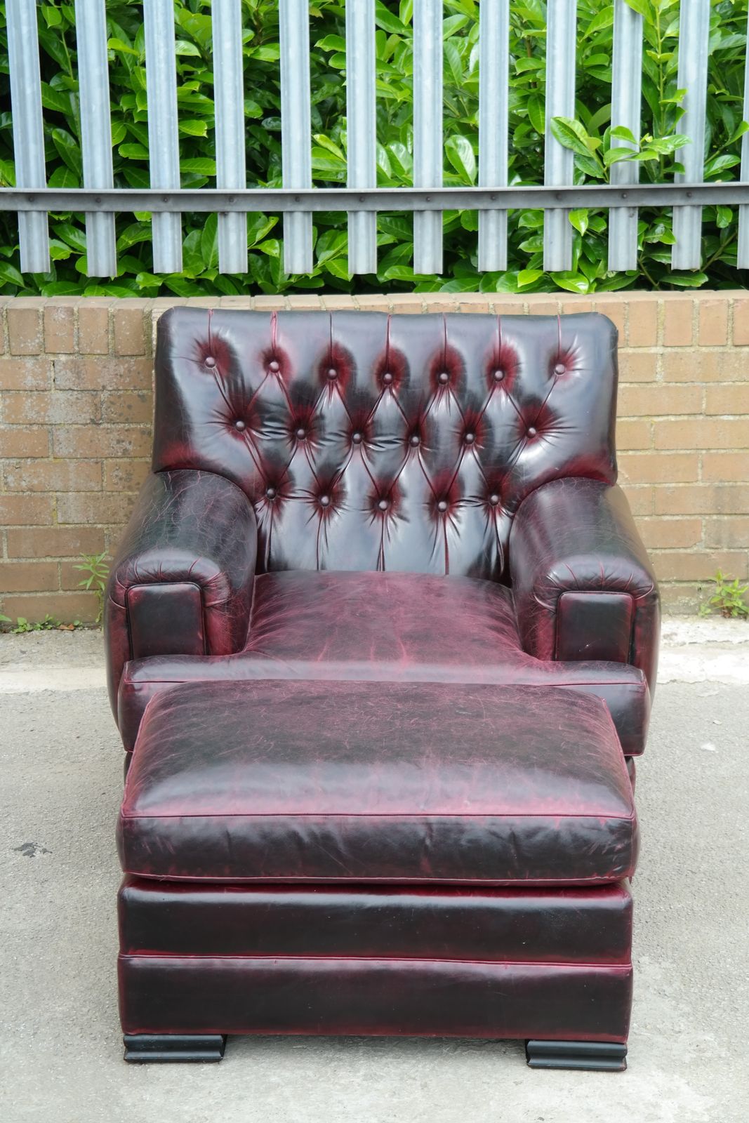 Stunning Rare Ralph Lauren Errol Armchair Footstool Leather Burgundy photo furniture
