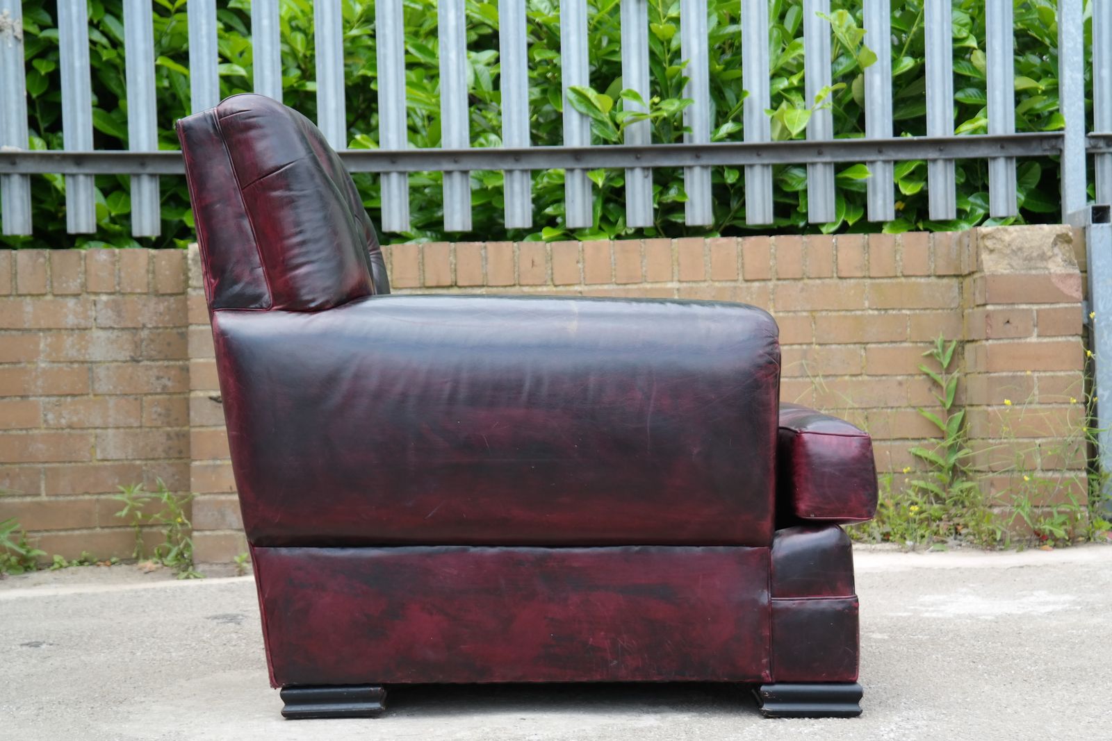 Stunning Rare Ralph Lauren Errol Armchair Footstool Leather Burgundy photo for sale
