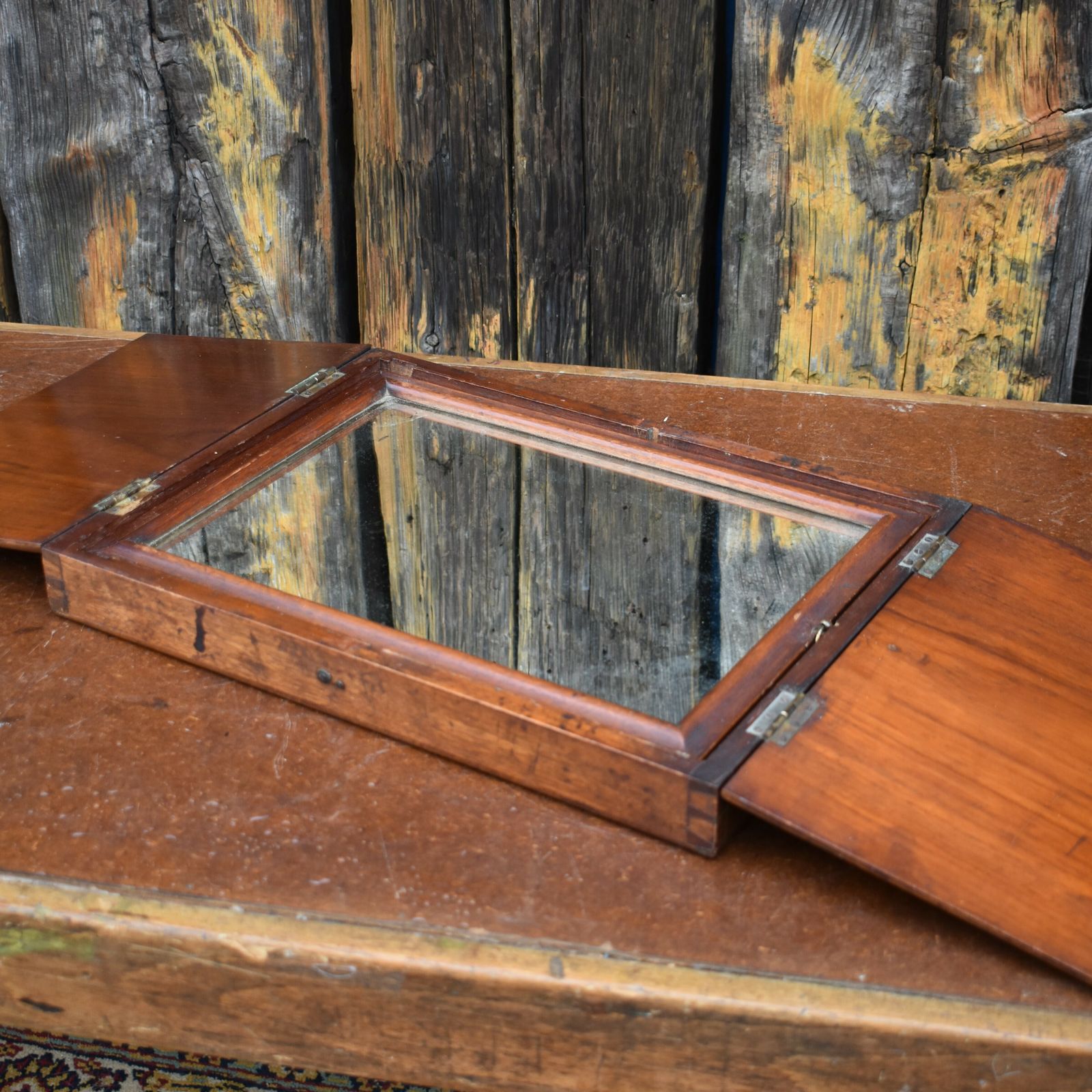 Antique 19th Century Officer's Military Campaign Field Folding Travelling Mirror photo buy