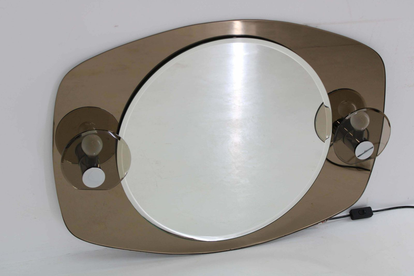 1970s Italian Wall Mirror With Integrated Lights photo furniture