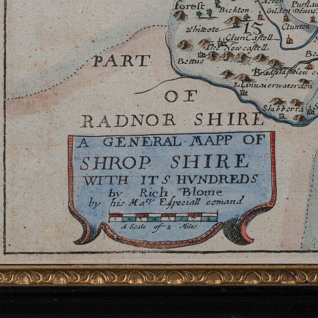 Antique County Map, Shropshire, English, Atlas Engraving, Richard Blome, C.1673 photo vinterior