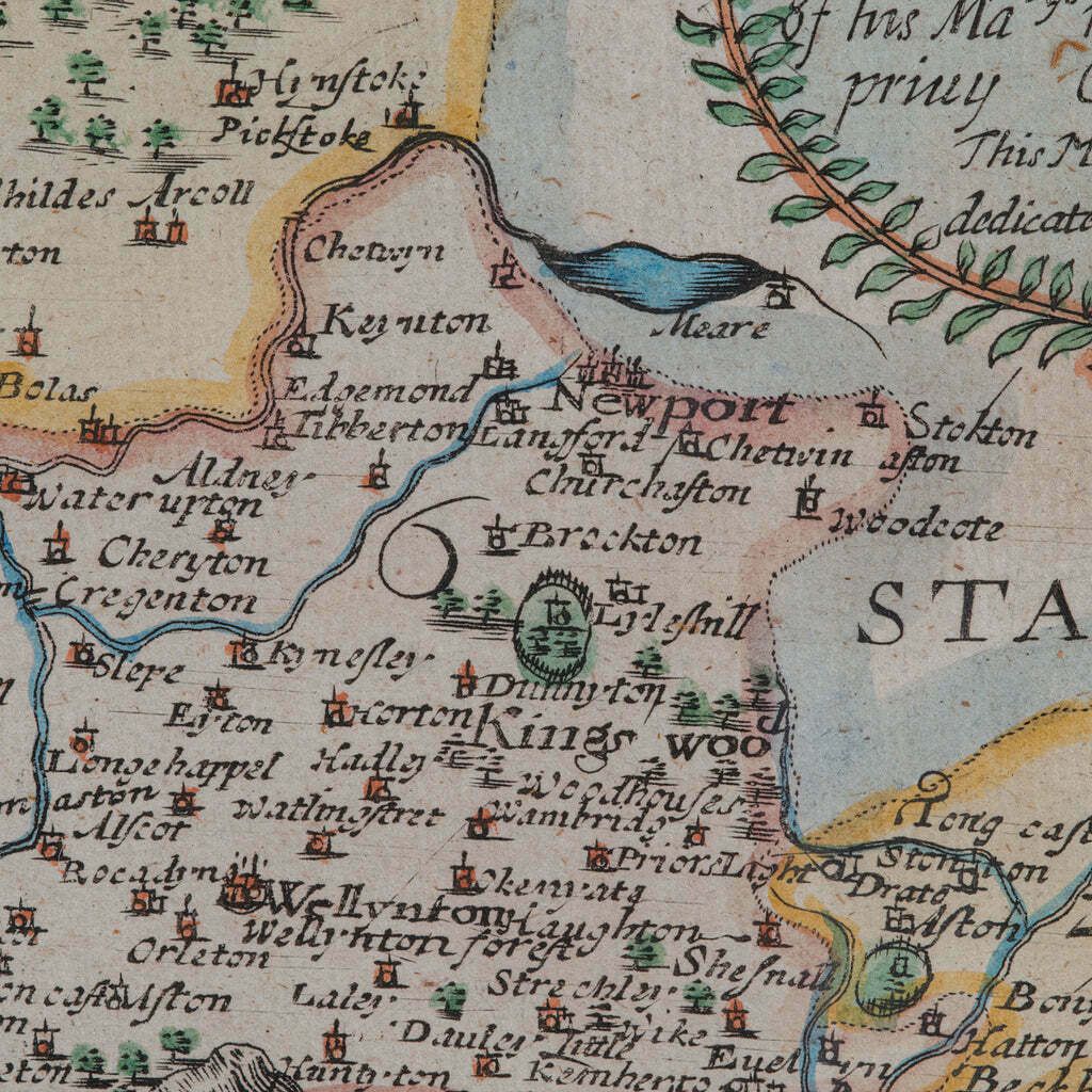 photo for sale Antique County Map, Shropshire, English, Atlas Engraving, Richard Blome, C.1673