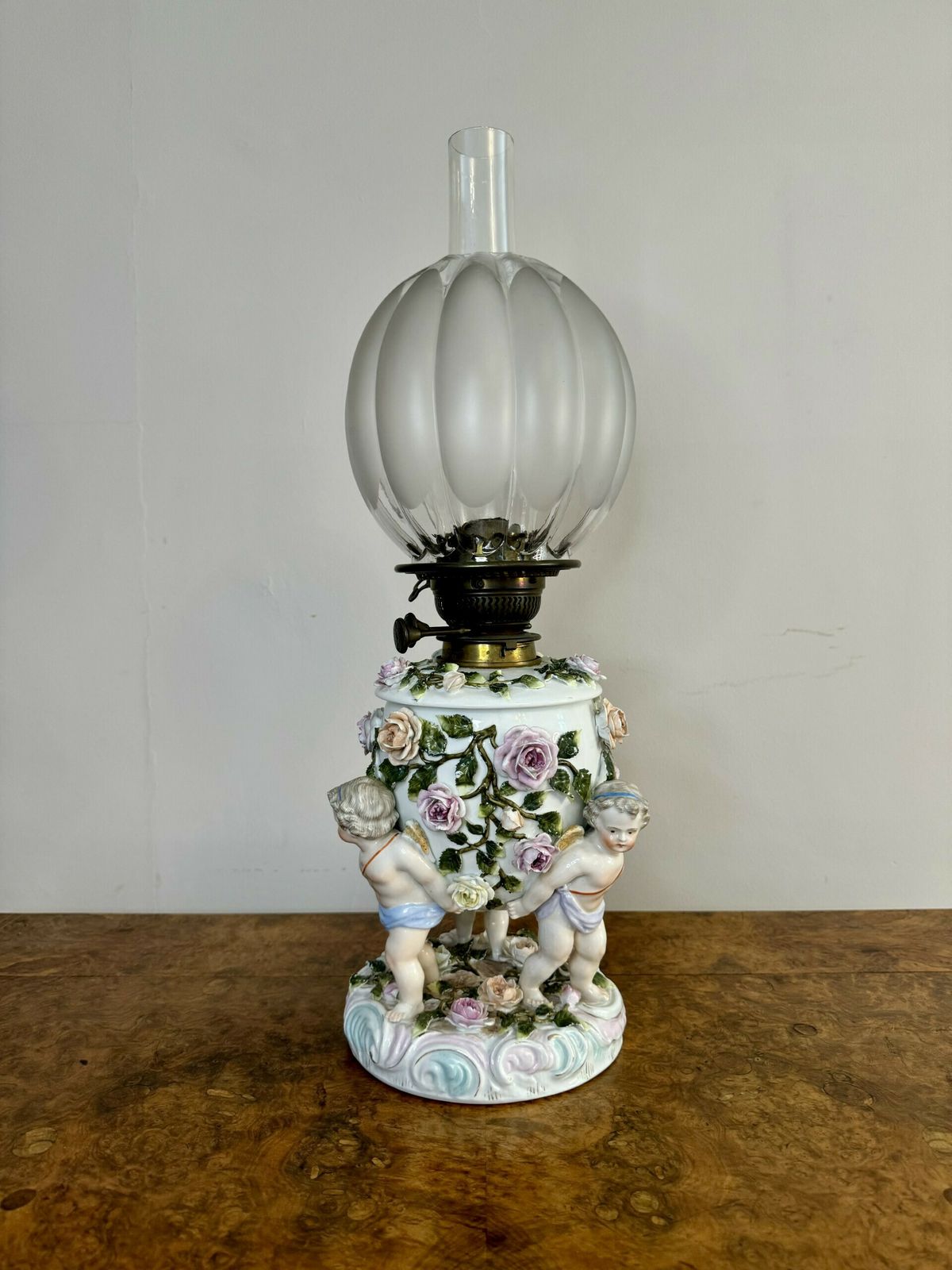 Outstanding Quality Antique Sitzendorf Porcelain Oil Lamp photo buy
