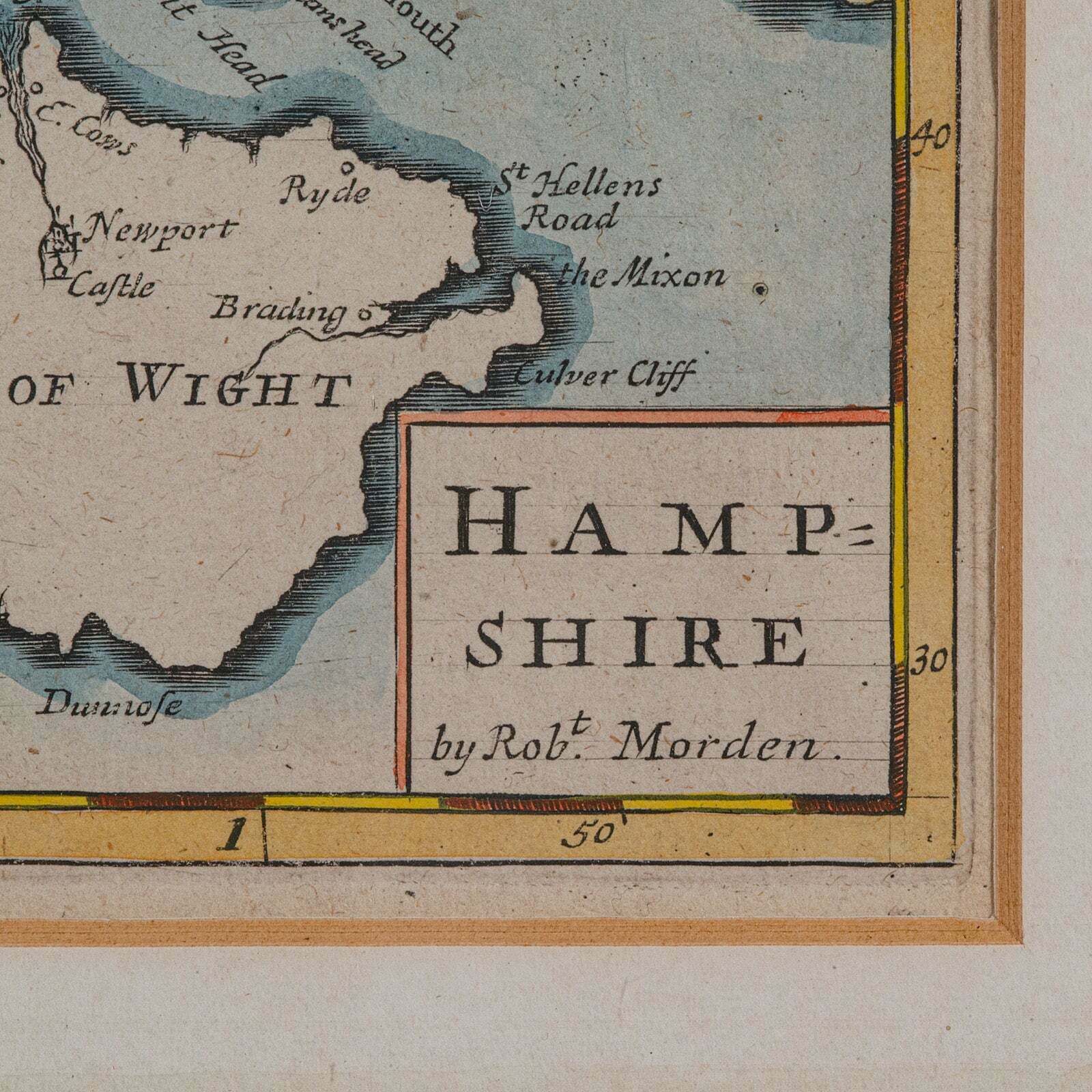 Antique County Map, Hampshire, English, Framed Cartography, Robert Morden, 1700 photo vinterior