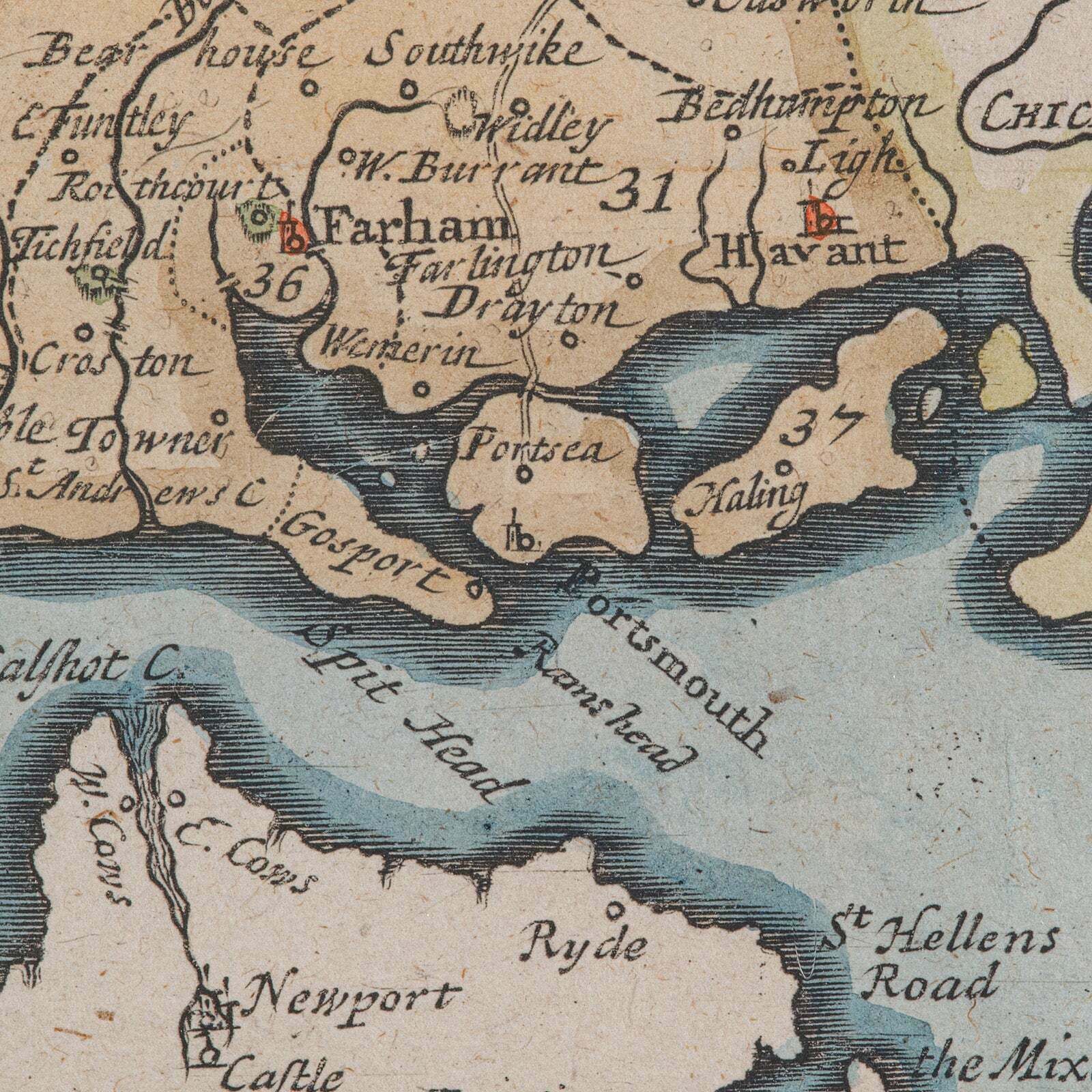 photo for sale Antique County Map, Hampshire, English, Framed Cartography, Robert Morden, 1700