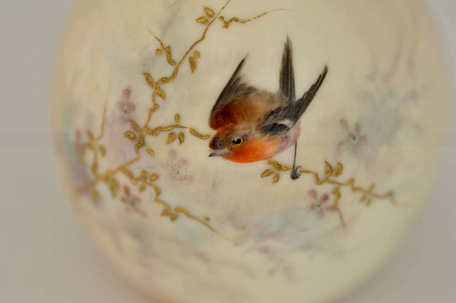 Locke & Co Worcester Vase  1898 1902   Painted Bird And Blossom photo for sale