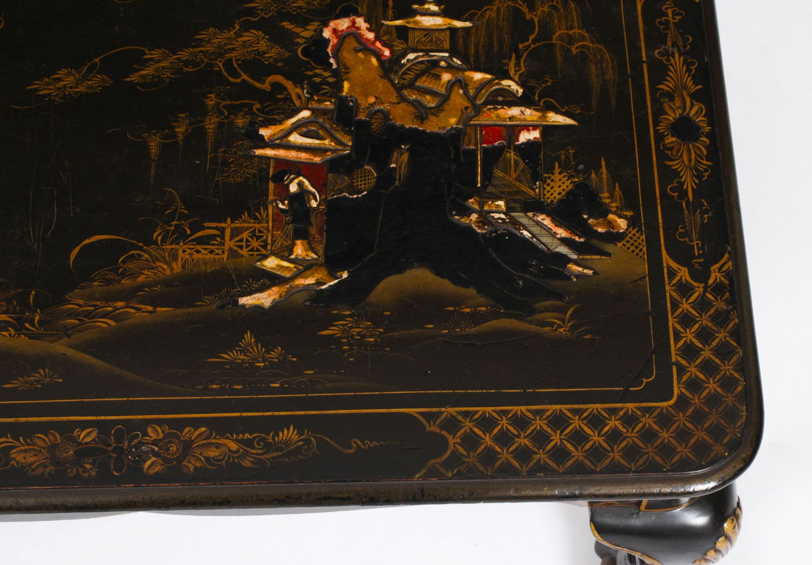 Vintage Black Lacquered Chinoiserie Coffee Table Mid 20th Century photo buy