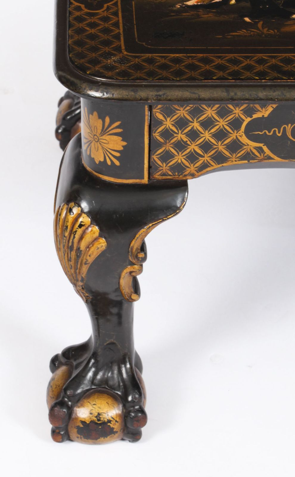 photo furniture Vintage Black Lacquered Chinoiserie Coffee Table Mid 20th Century