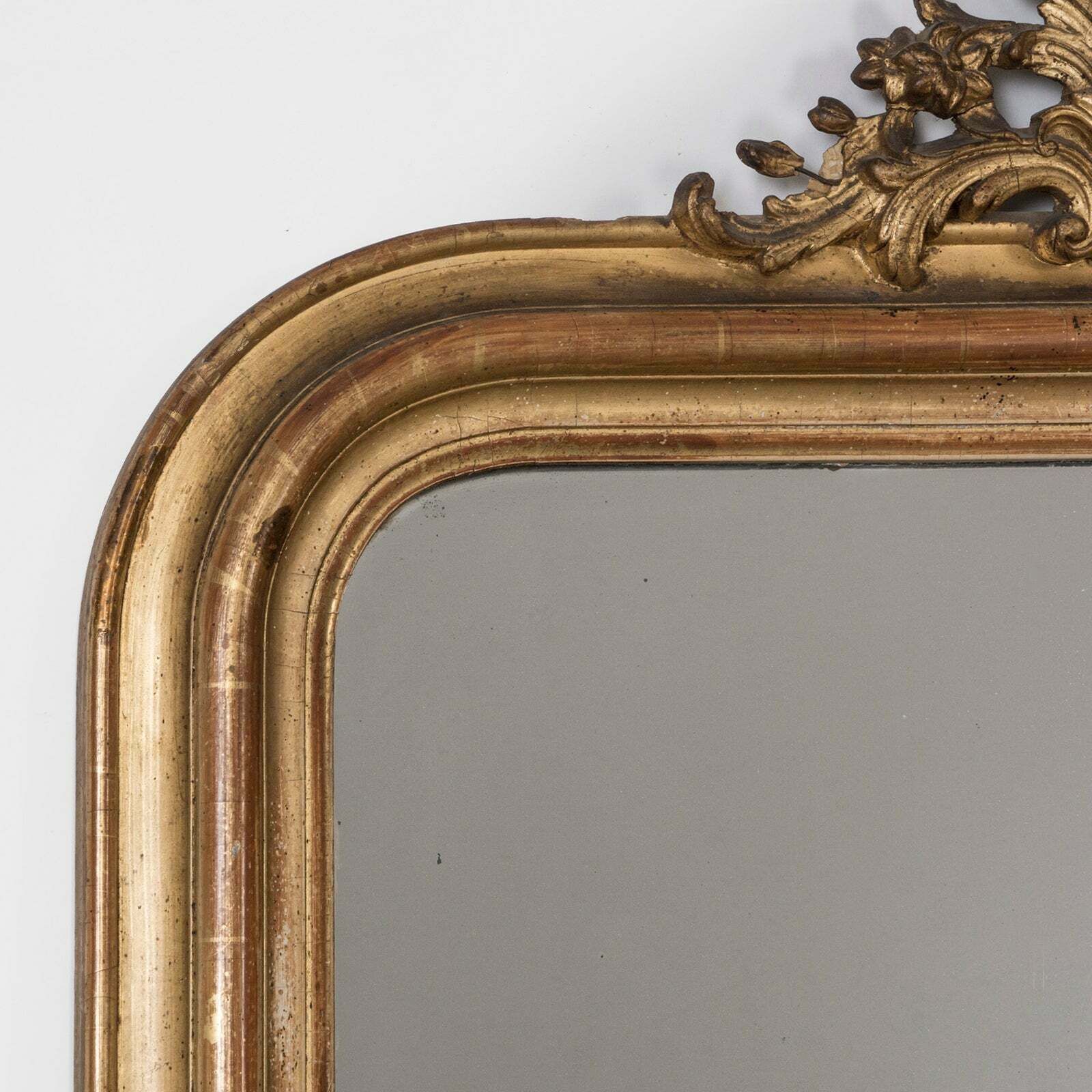 19th Century Antique French Louis Philippe Mirror With Small Crest photo Home Decor