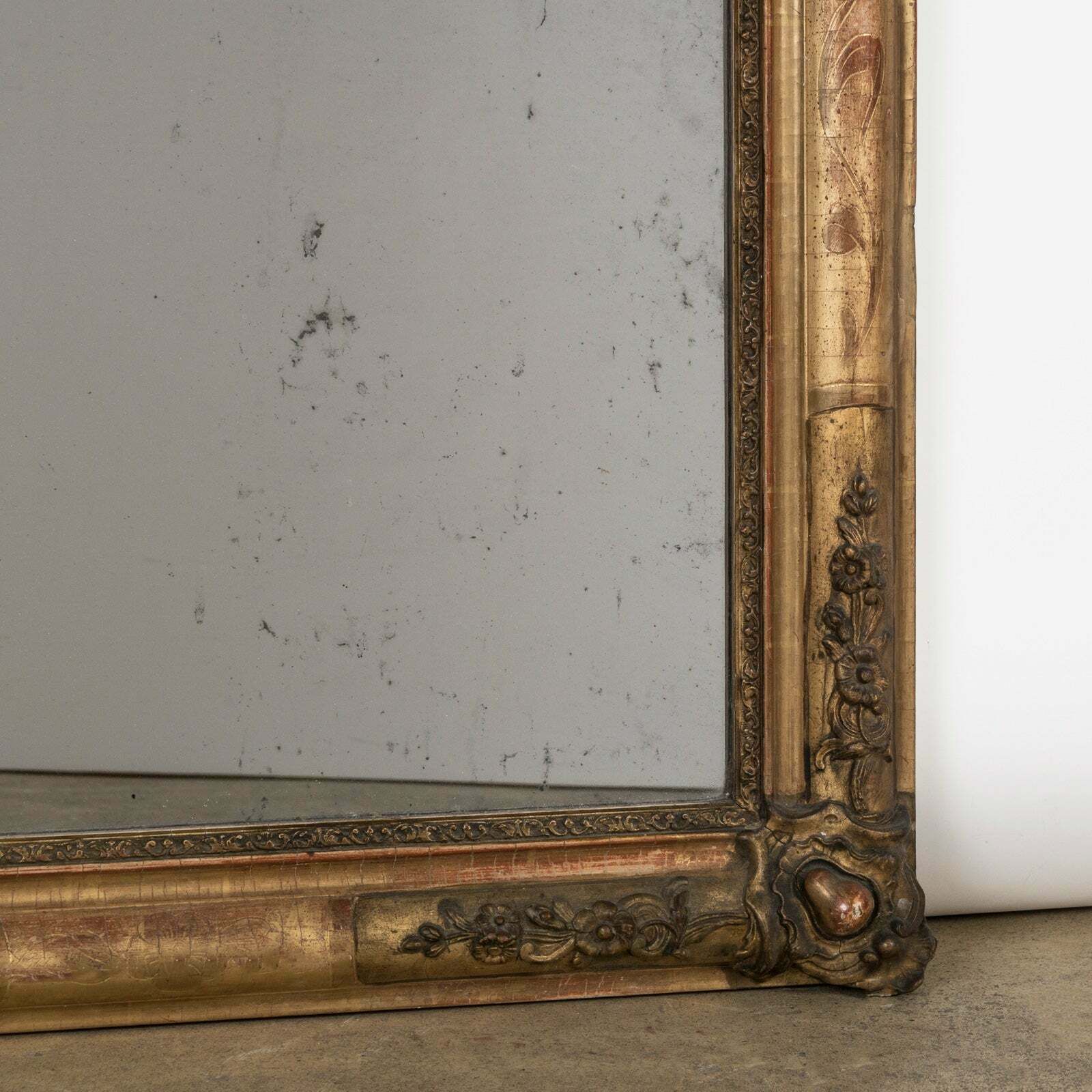19e Eeuwse Franse Antieke Louis Philippe Spiegel Met Gevlekt Glas photo 2880.0