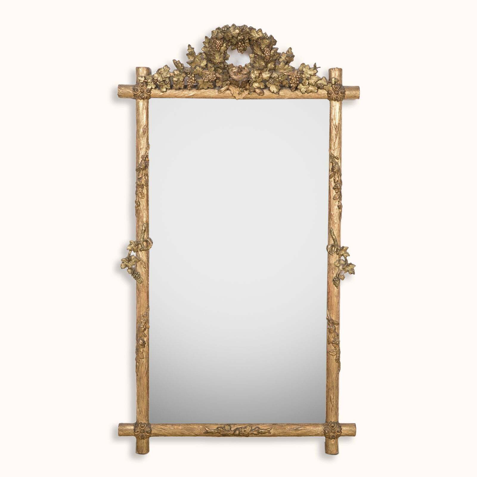 19th Century Antique French Faux Bois Bird's Nest Mirror