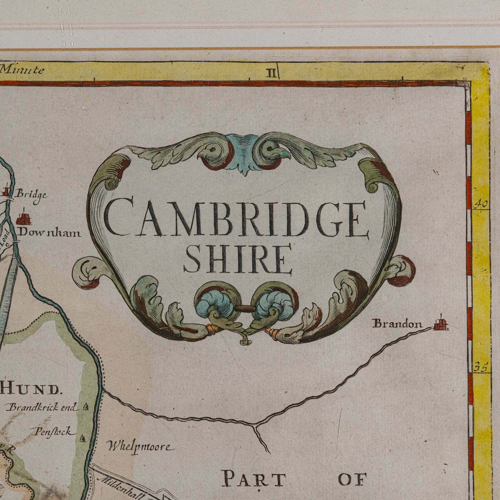 Antique County Map, Cambridgeshire, English, Framed Cartography, Robert Morden photo buy