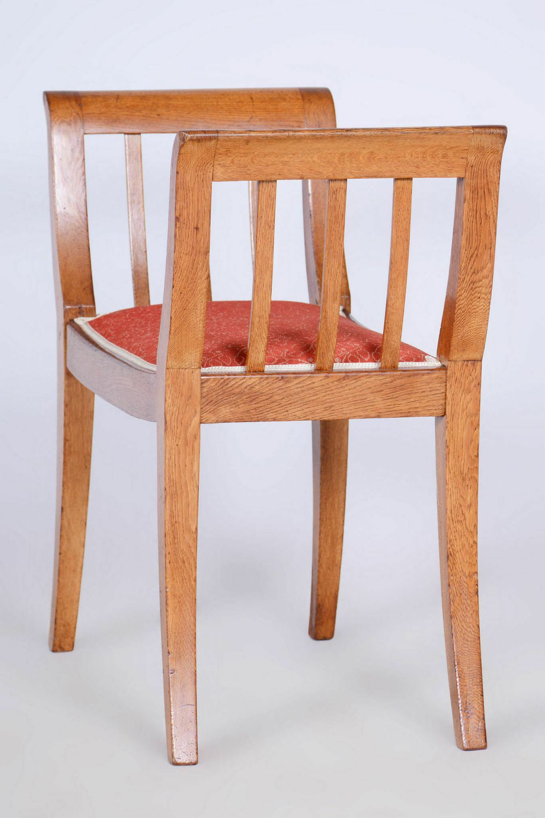 Restored Art Deco Stool, Oak, Revived Polish, New Upholstery, Czech, 1930s photo buy