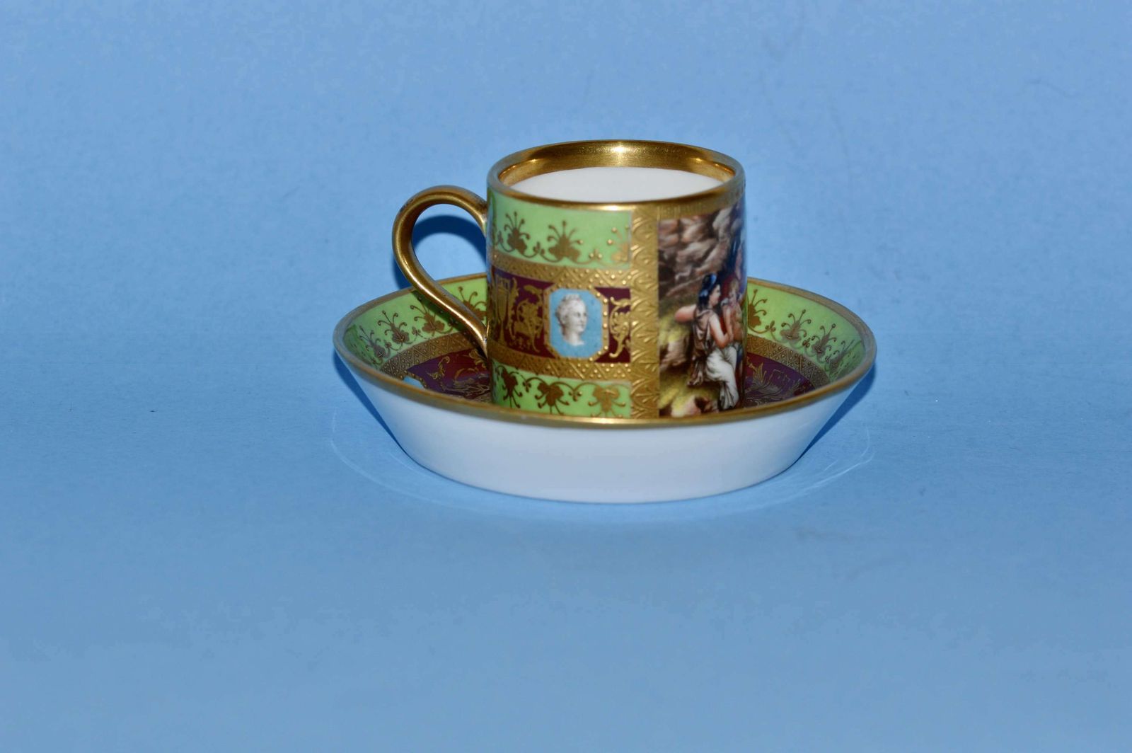 A 19th Century Meissen Green And Gilded Cup And Saucer, photo furniture
