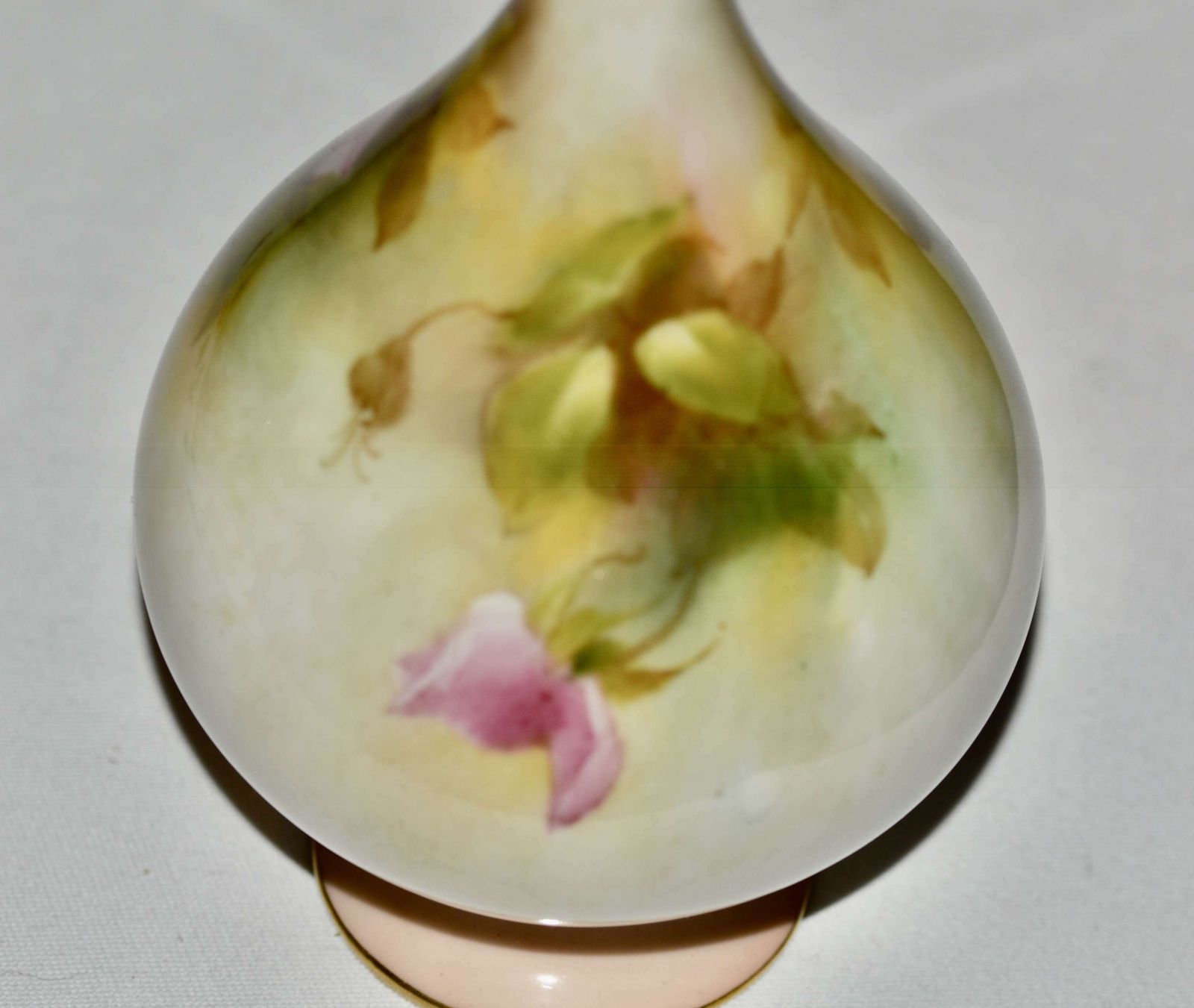 1913 Royal Worcester Hadley Porcelain Vase   Painted With Roses photo Home Decor
