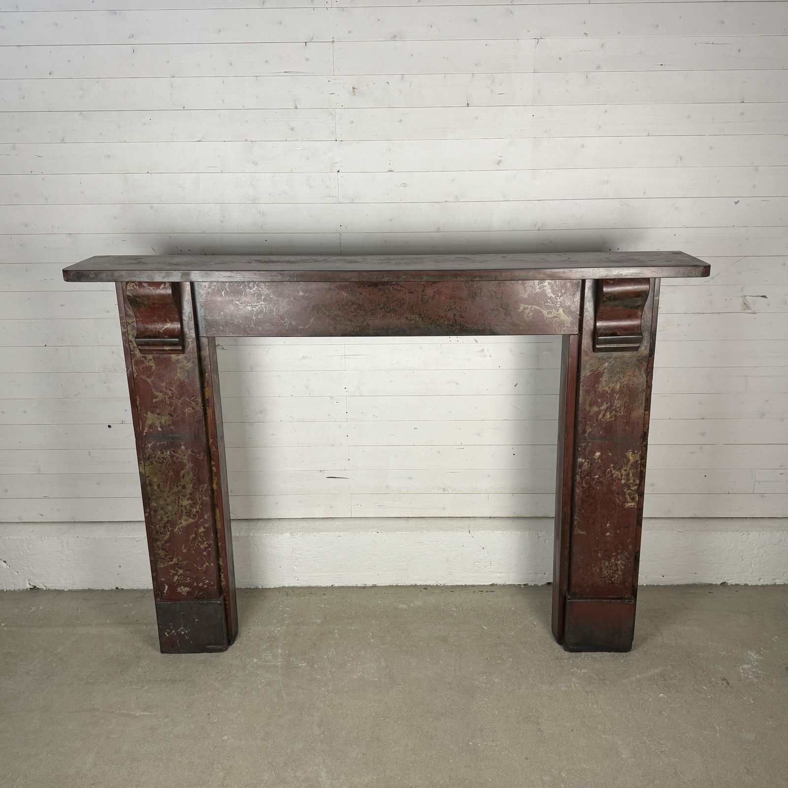 photo for sale Simple Edwardian Slate Fire Surround With Red Marbleised Finish