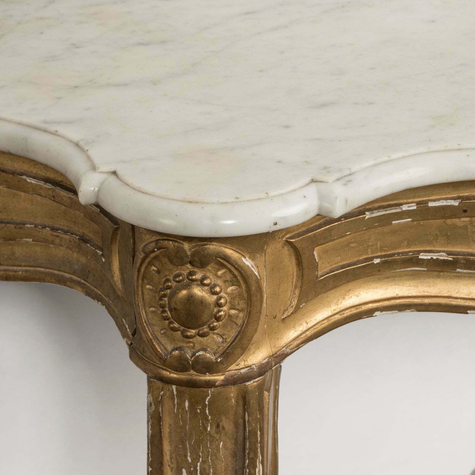 Antique French Louis XV Style Giltwood Console With Marble Top, 1800s photo buy