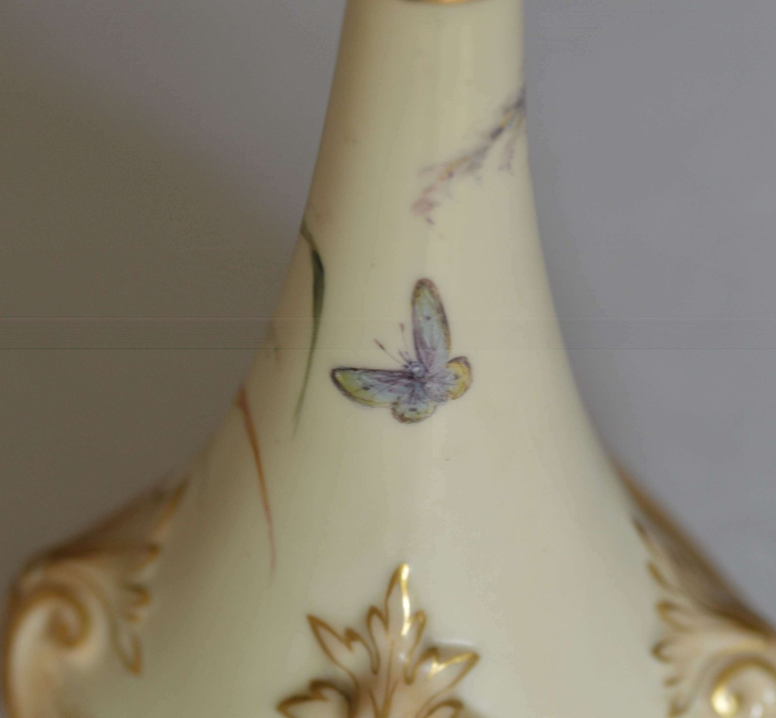 Locke & Co Vase C1896 / 1903   Painted With Butterflies photo for sale
