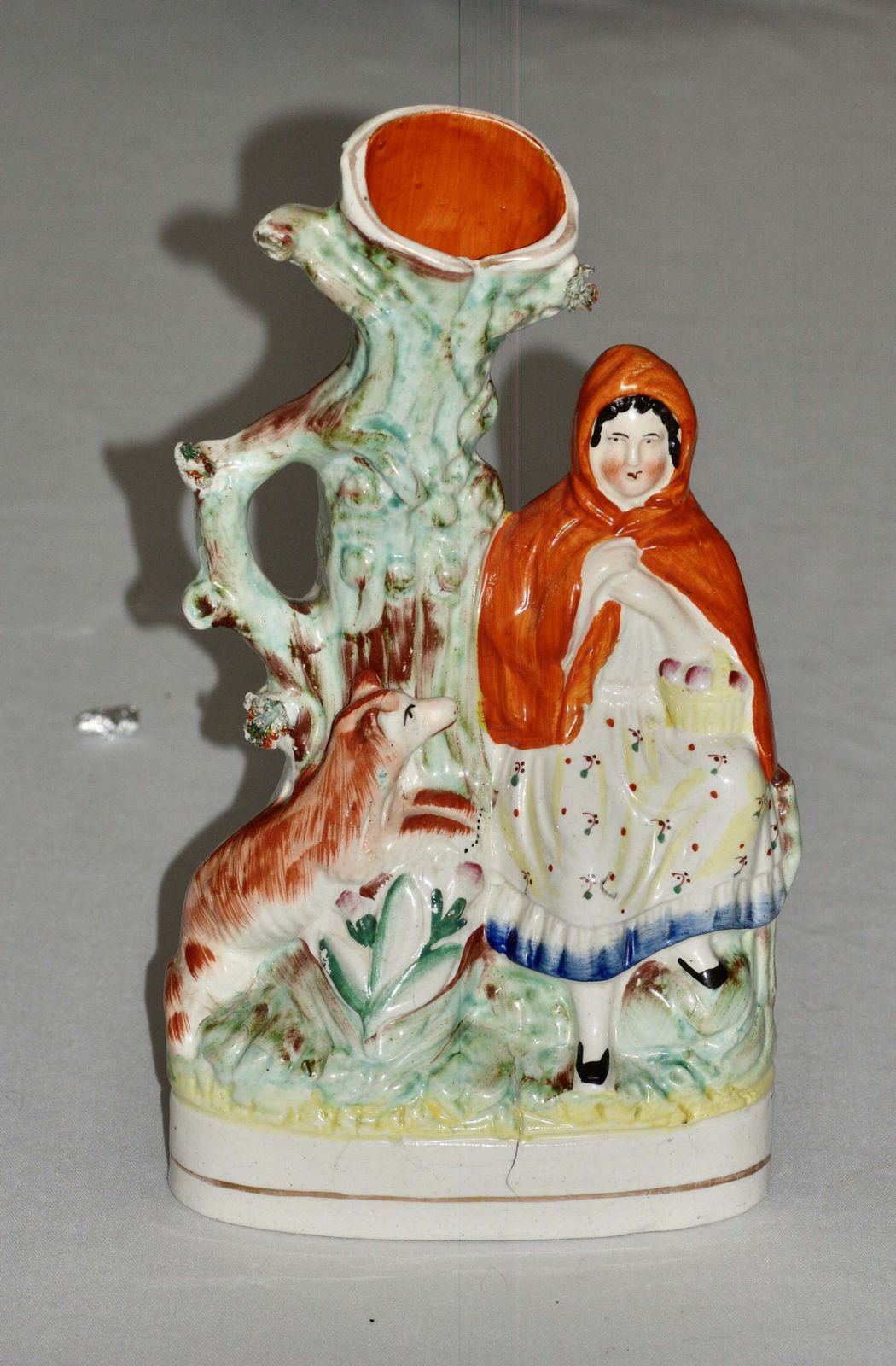 A Large Victorian Staffordshire Spill Vase   Little Red Riding Hood